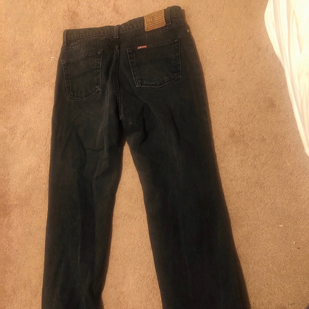 Black worn Polo mom jeans thrifted.